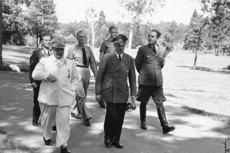Adolf Hitler with Hermann Göring and Albert Speer in the Wolfsschanze FHQ